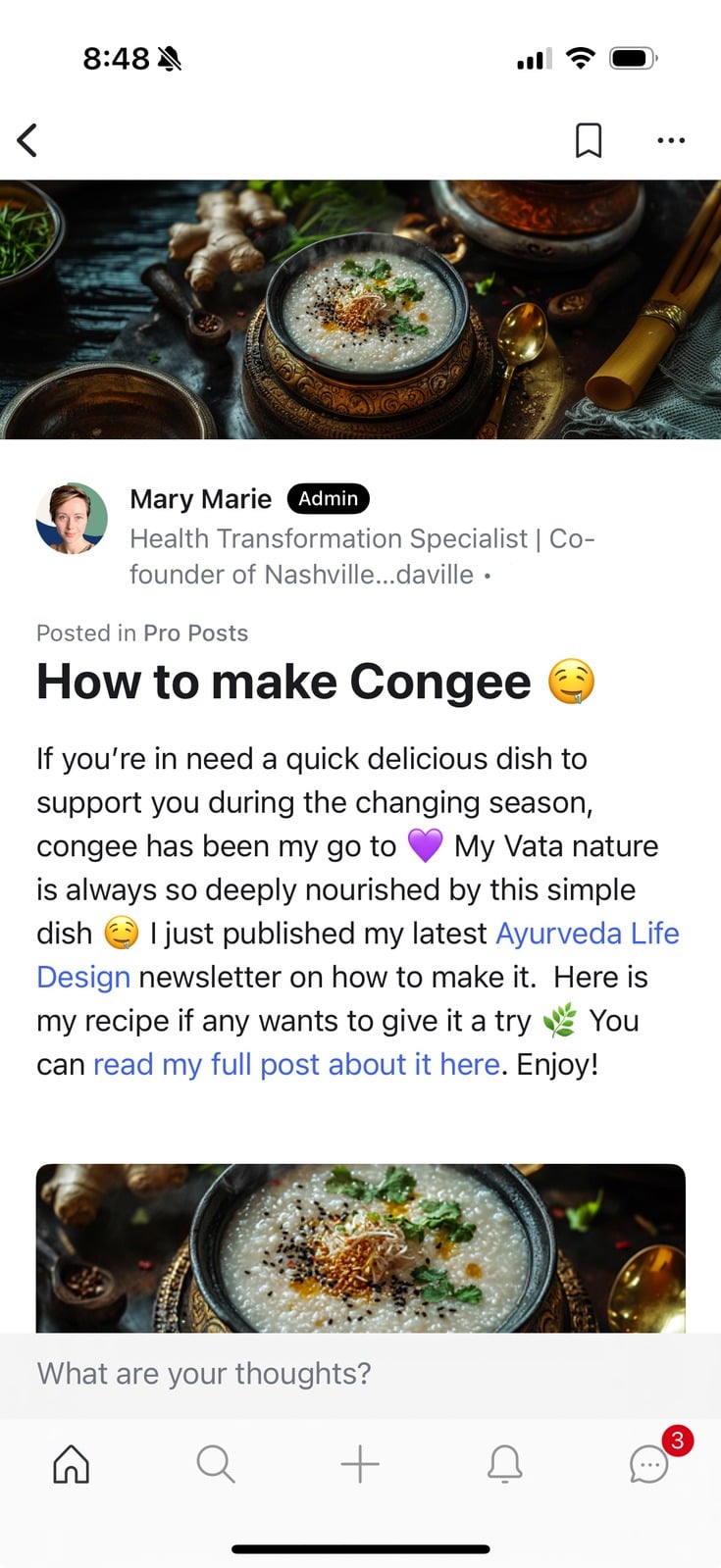 A Vedaville recipe post on mobile